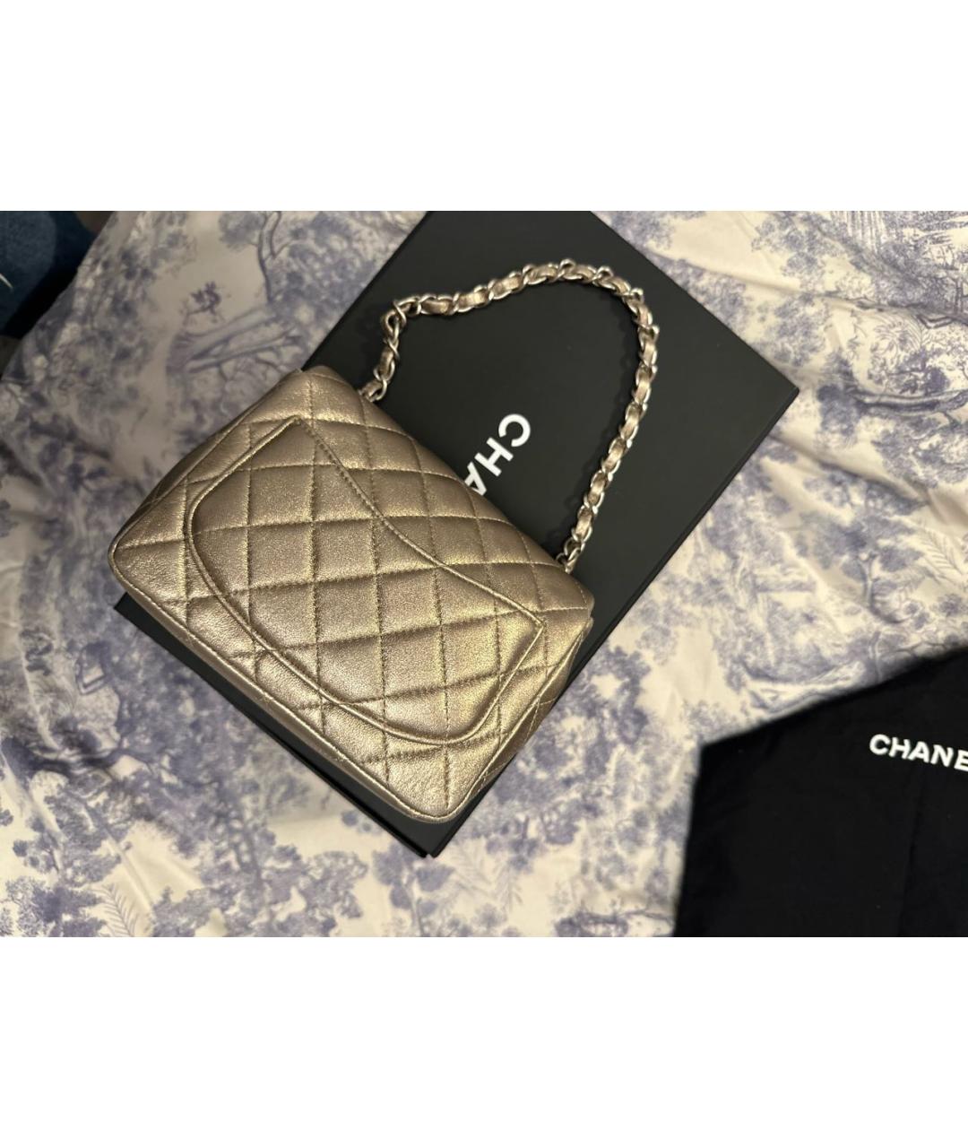 CHANEL PRE-OWNED Золотая кожаная сумка через плечо, фото 3