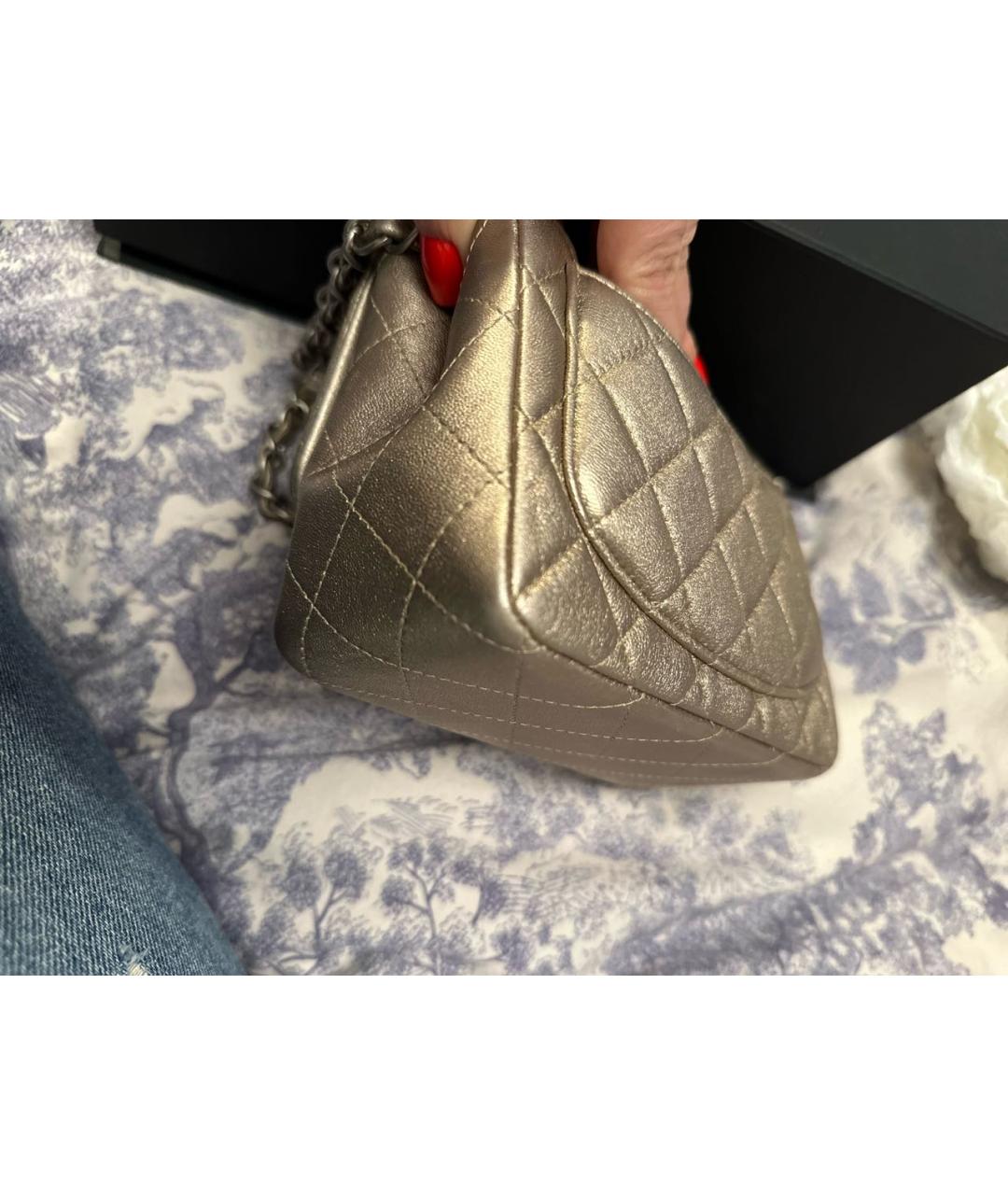 CHANEL PRE-OWNED Золотая кожаная сумка через плечо, фото 7