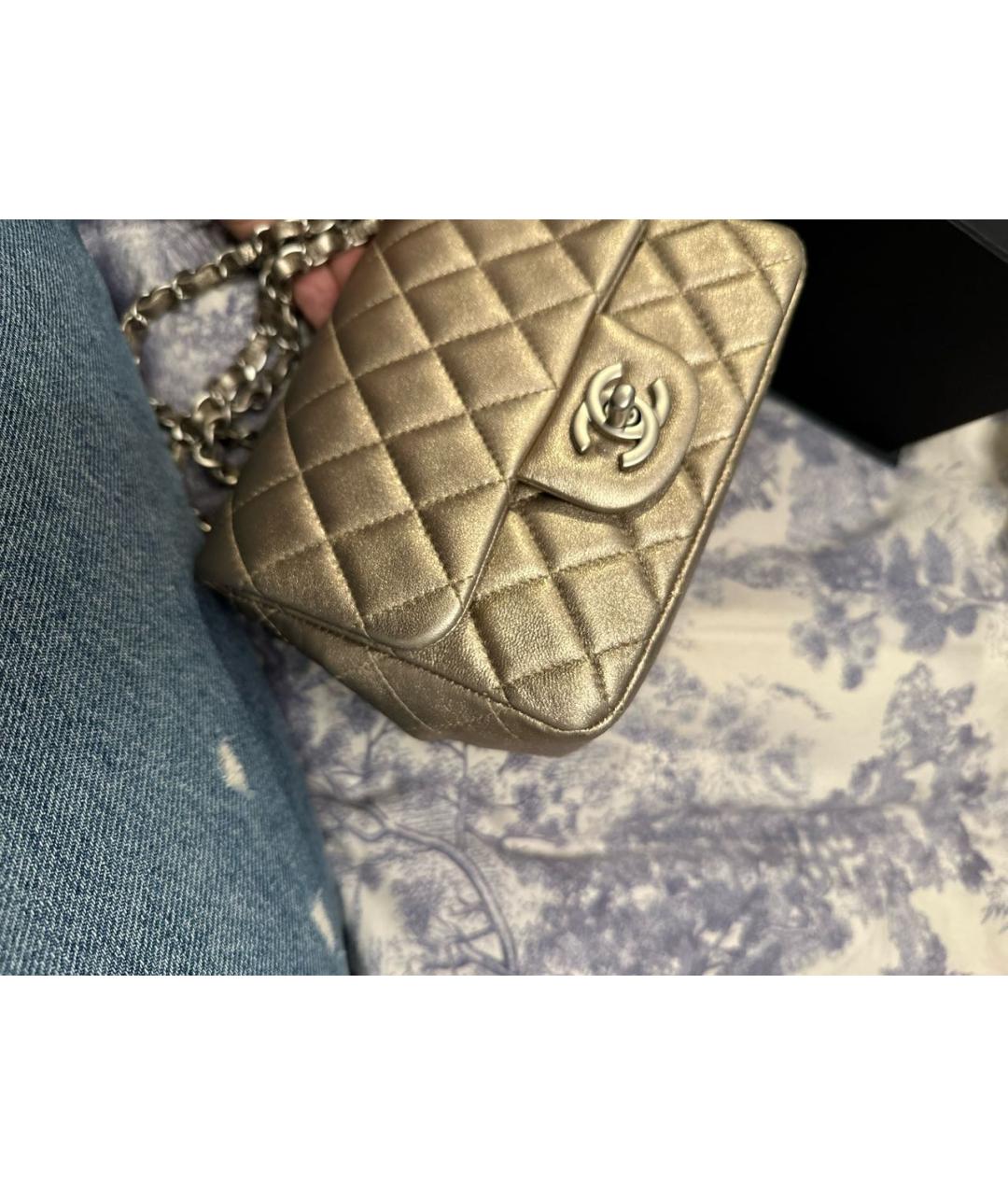 CHANEL PRE-OWNED Золотая кожаная сумка через плечо, фото 8