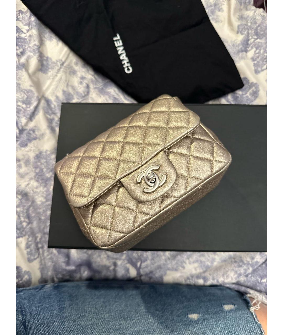 CHANEL PRE-OWNED Золотая кожаная сумка через плечо, фото 9