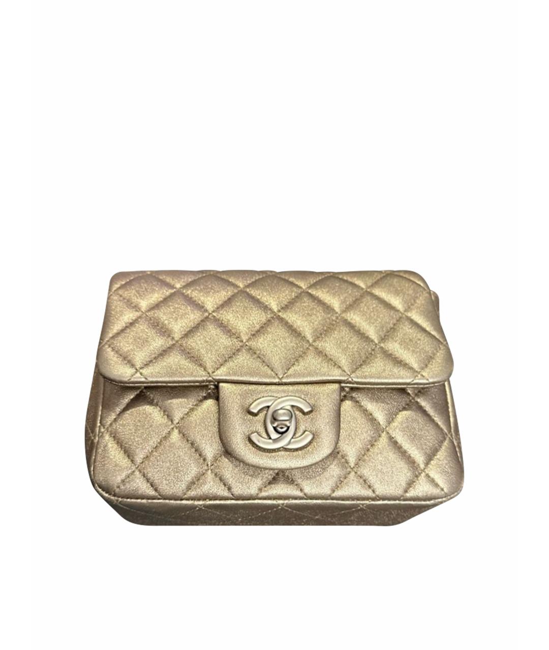 CHANEL PRE-OWNED Золотая кожаная сумка через плечо, фото 1