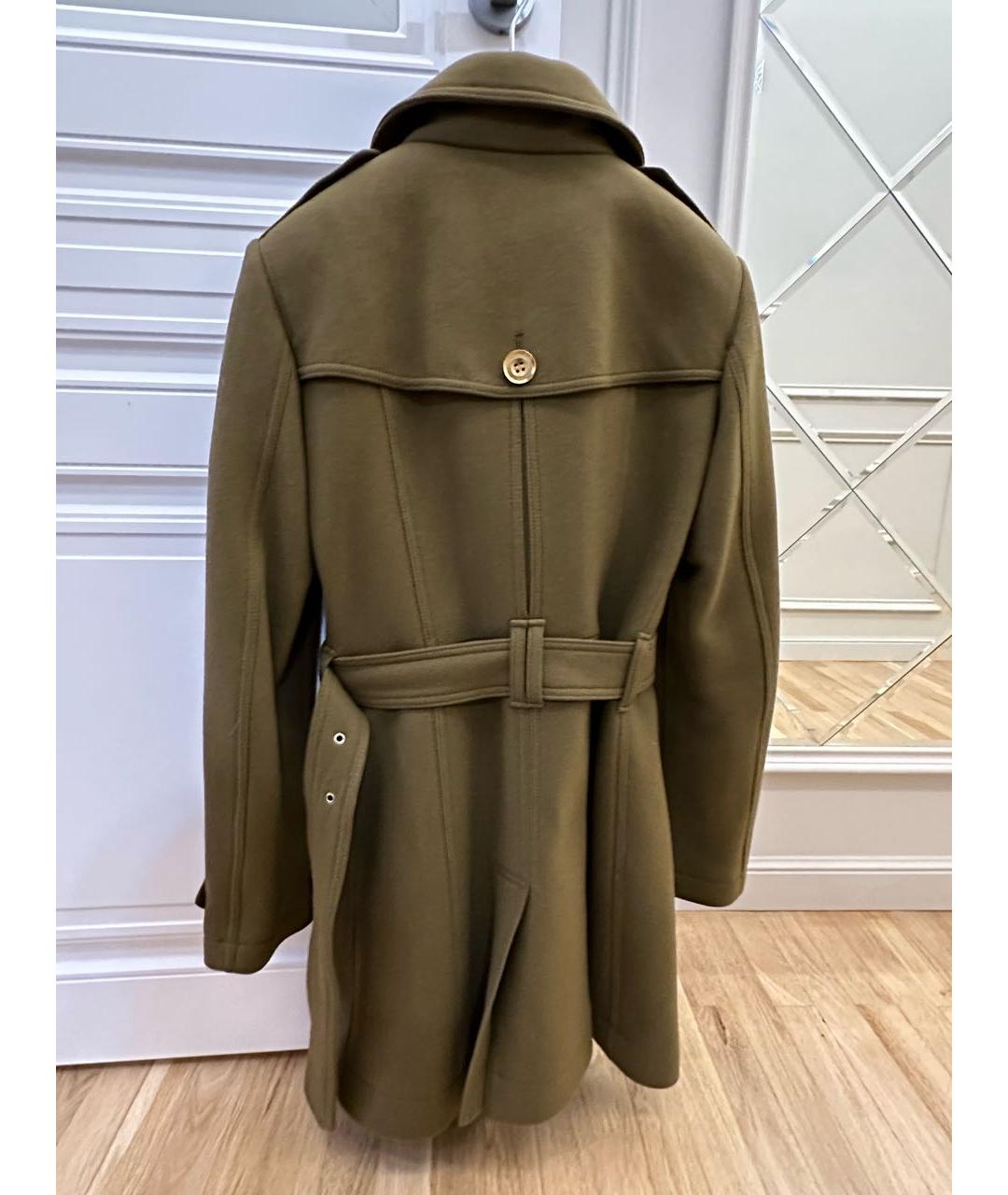 BURBERRY Зеленые шерстяное пальто, фото 2