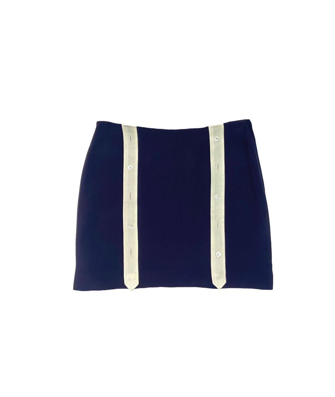 MOSCHINO Темно-синяя вискозная юбка мини, фото 1