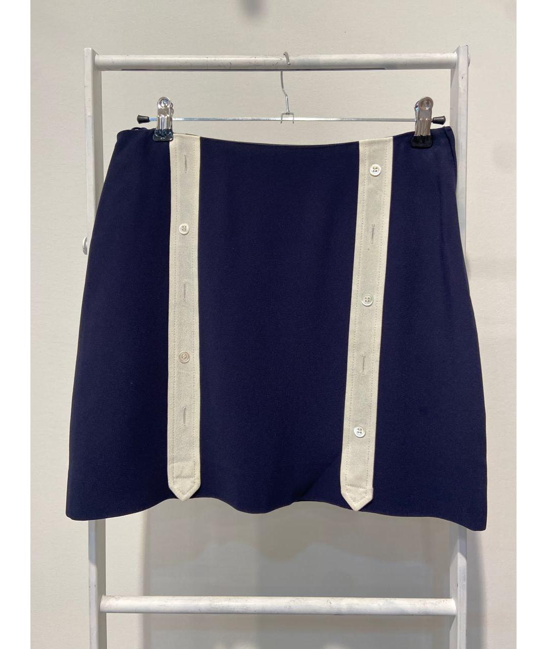 MOSCHINO Темно-синяя вискозная юбка мини, фото 2
