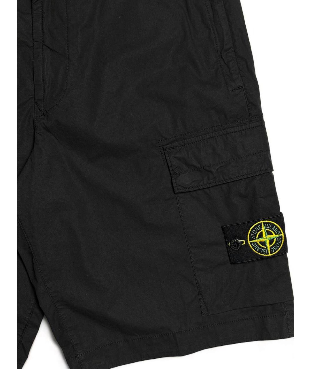 STONE ISLAND Черные хлопко-эластановые шорты, фото 3