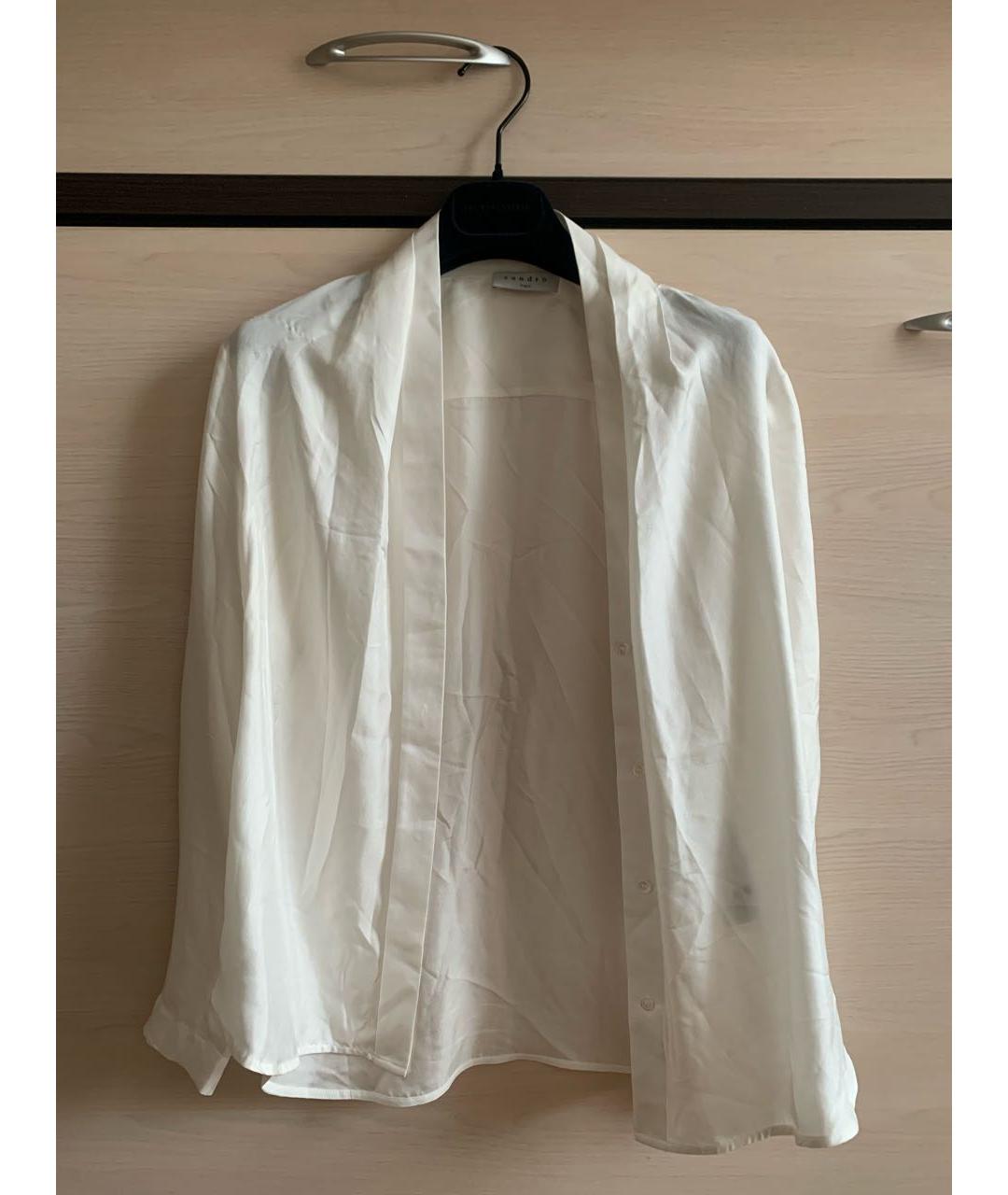 SANDRO Белая атласная рубашка, фото 6