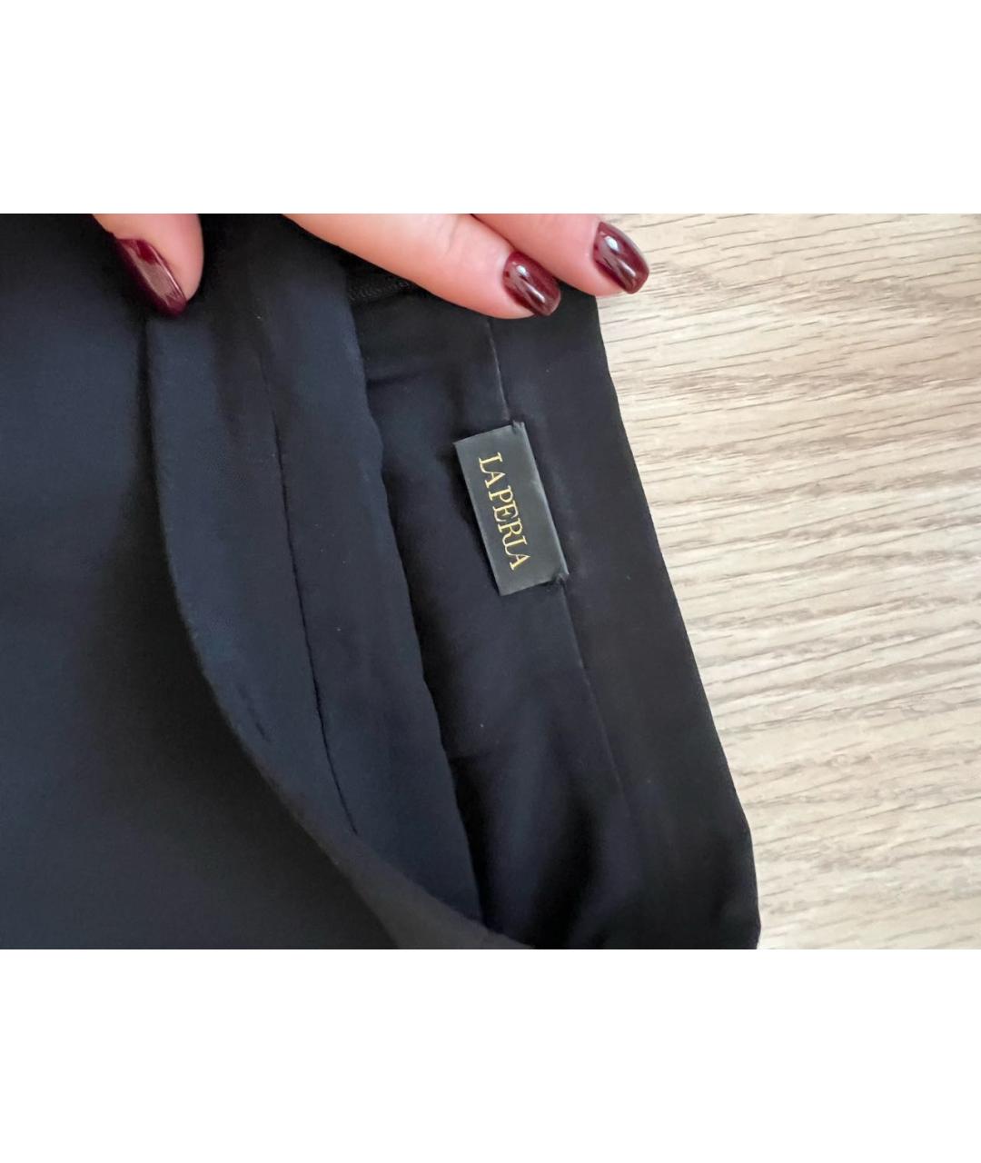 LA PERLA Черная шелковая юбка миди, фото 3