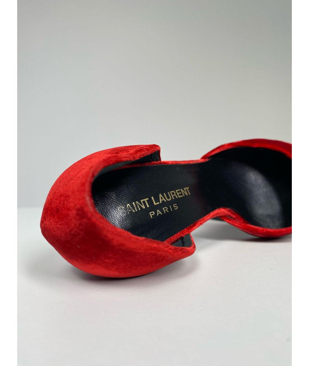 SAINT LAURENT Бордовые бархатные туфли, фото 5