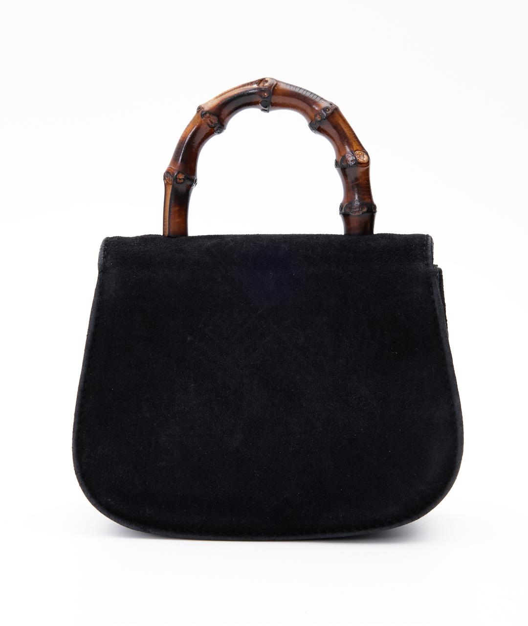 GUCCI Черная замшевая сумка с короткими ручками, фото 3