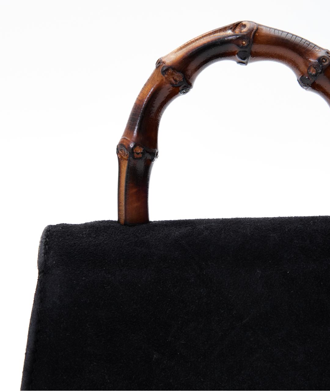 GUCCI Черная замшевая сумка с короткими ручками, фото 5