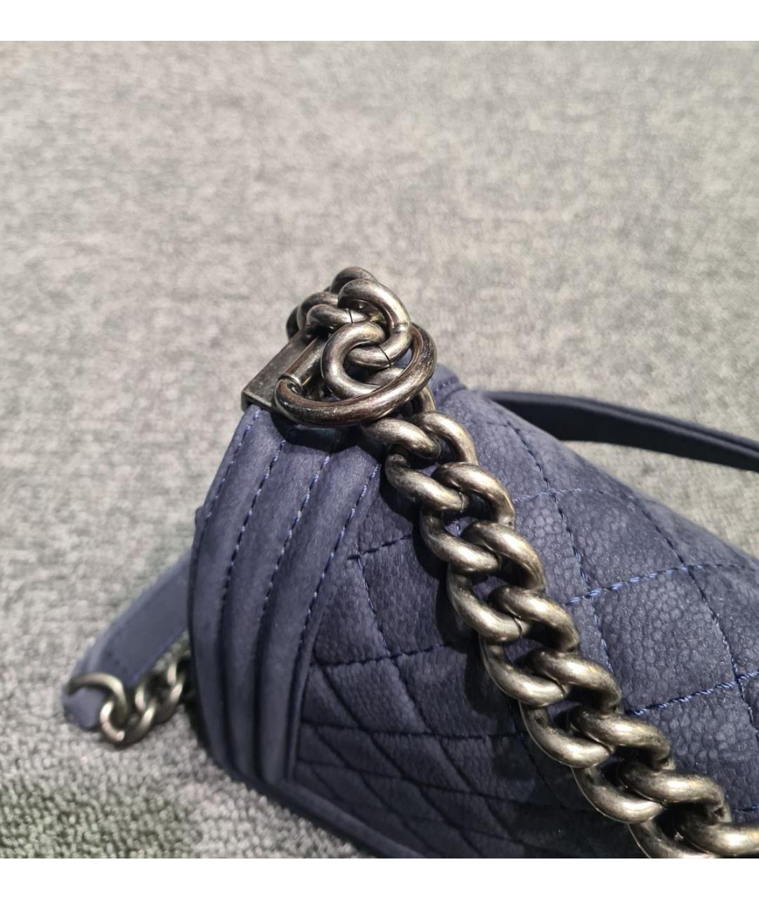 CHANEL PRE-OWNED Синяя замшевая сумка через плечо, фото 6