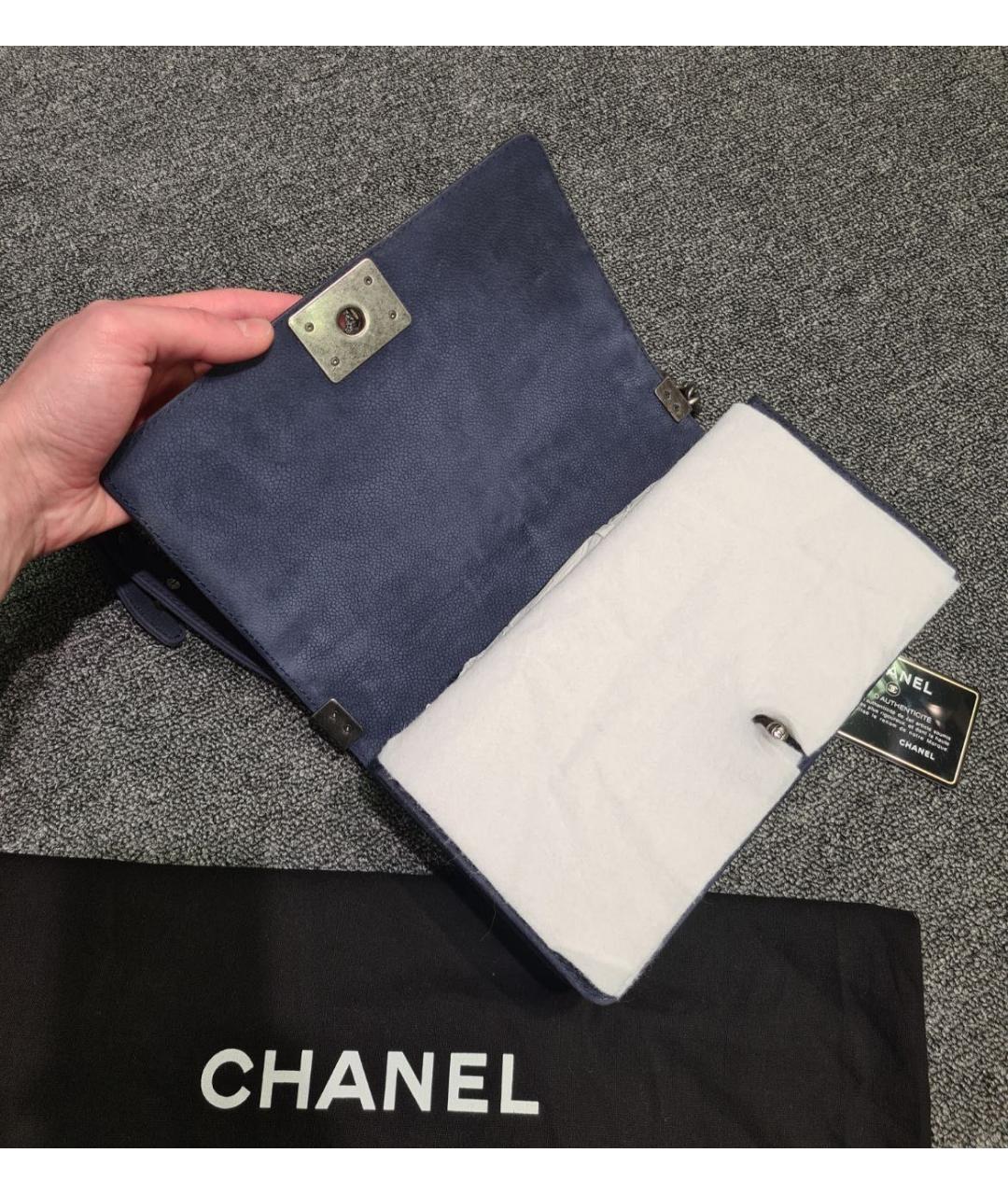 CHANEL PRE-OWNED Синяя замшевая сумка через плечо, фото 4