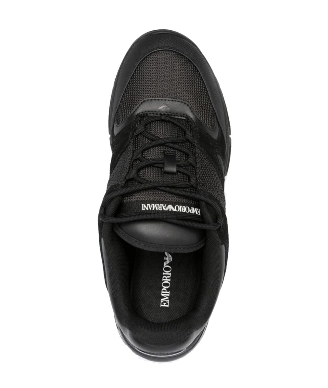 EMPORIO ARMANI Черные синтетические низкие кроссовки / кеды, фото 3