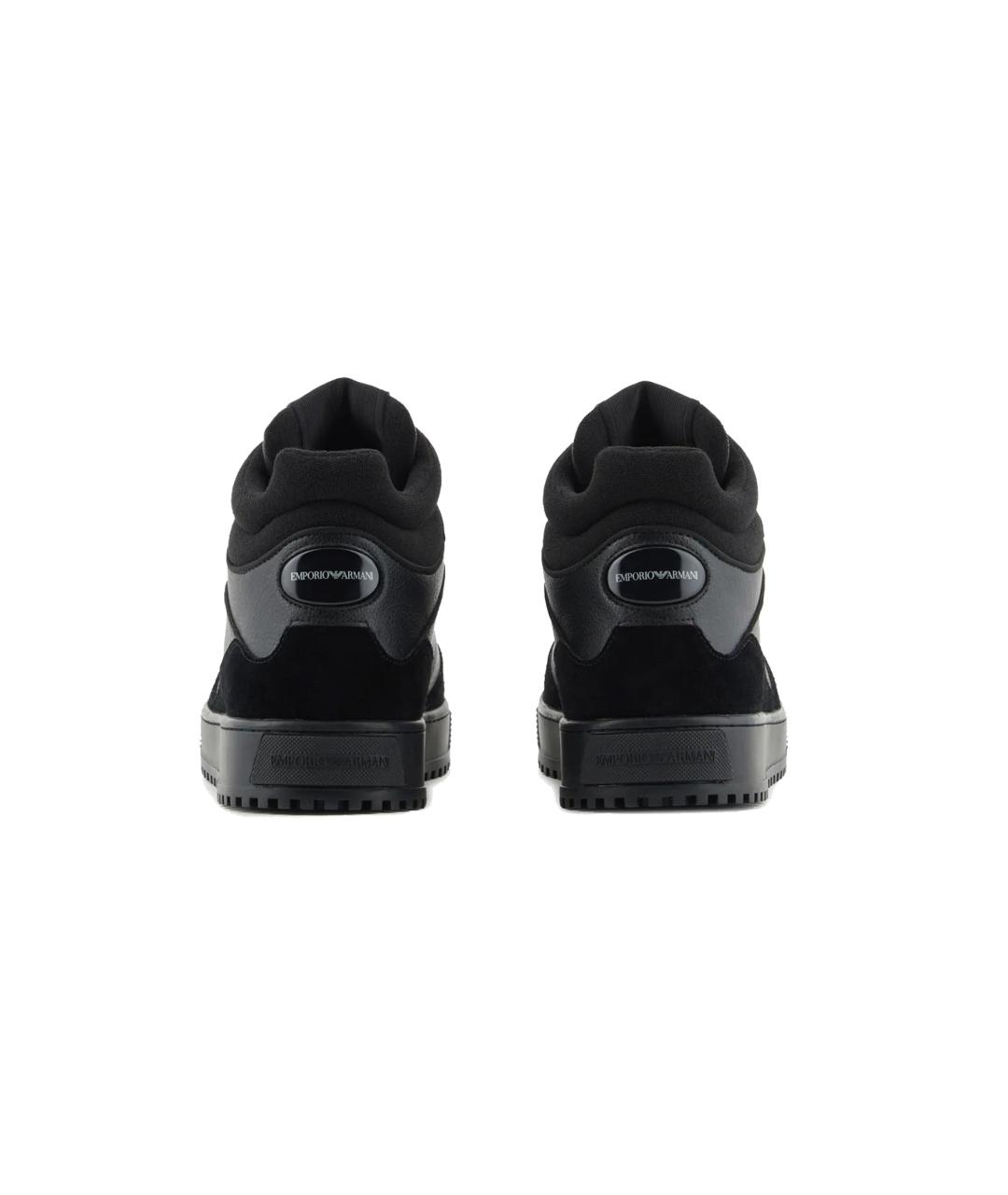 EMPORIO ARMANI Черные синтетические высокие кроссовки / кеды, фото 3