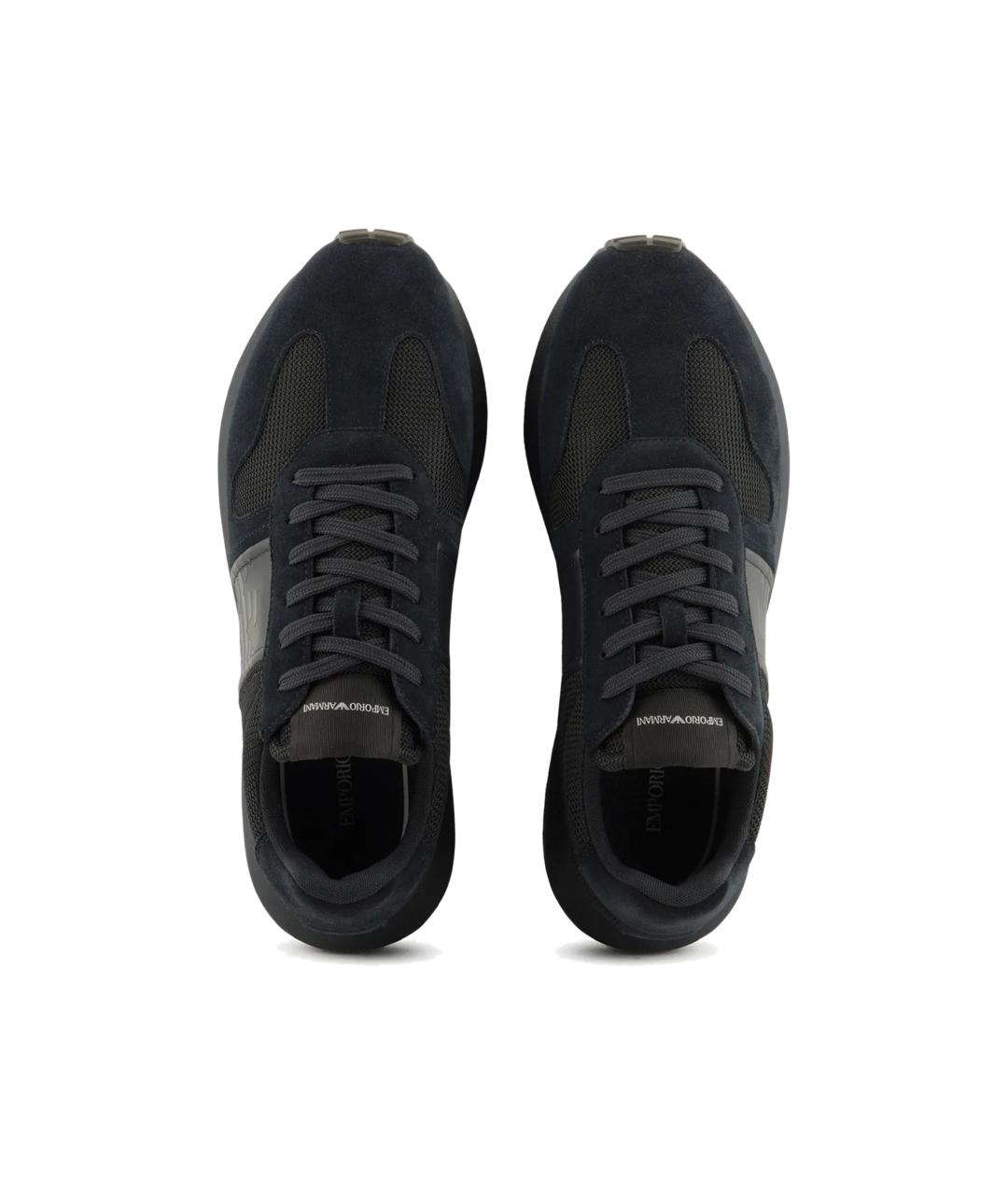 EMPORIO ARMANI Темно-синие синтетические низкие кроссовки / кеды, фото 3