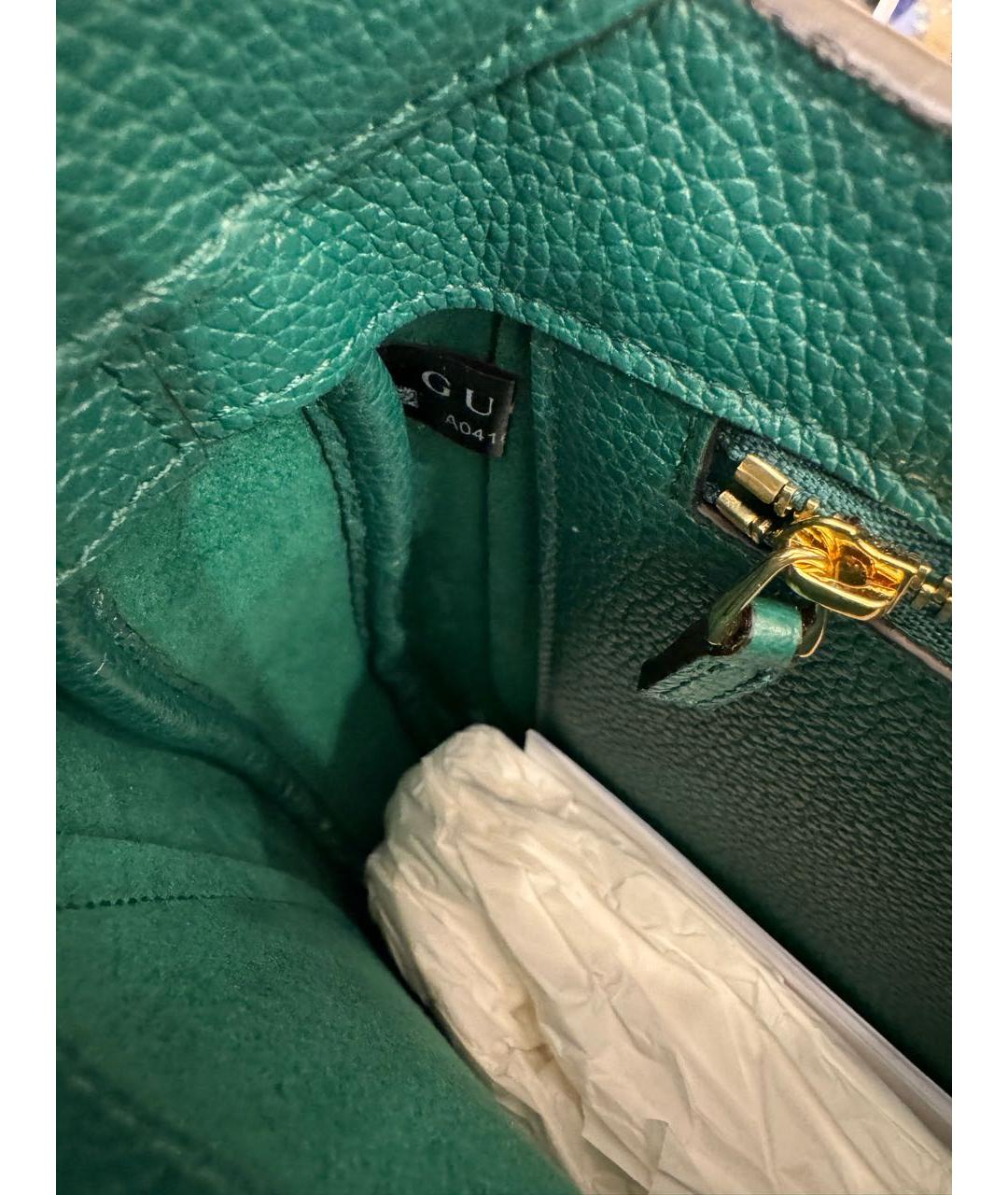 GUCCI Зеленая кожаная сумка с короткими ручками, фото 4