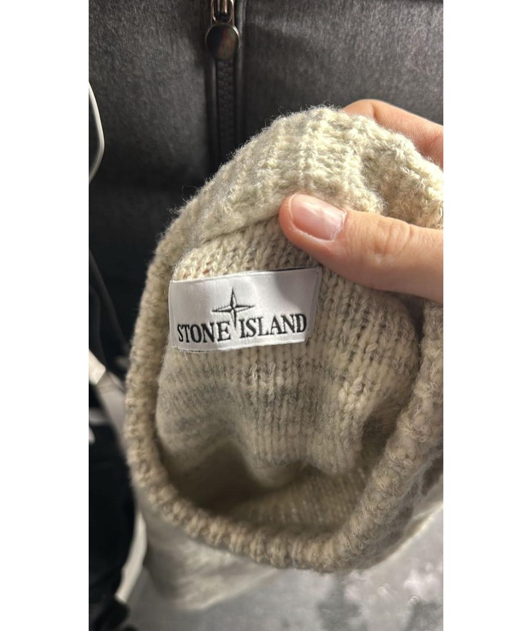 STONE ISLAND Бежевый шерстяной джемпер / свитер, фото 3