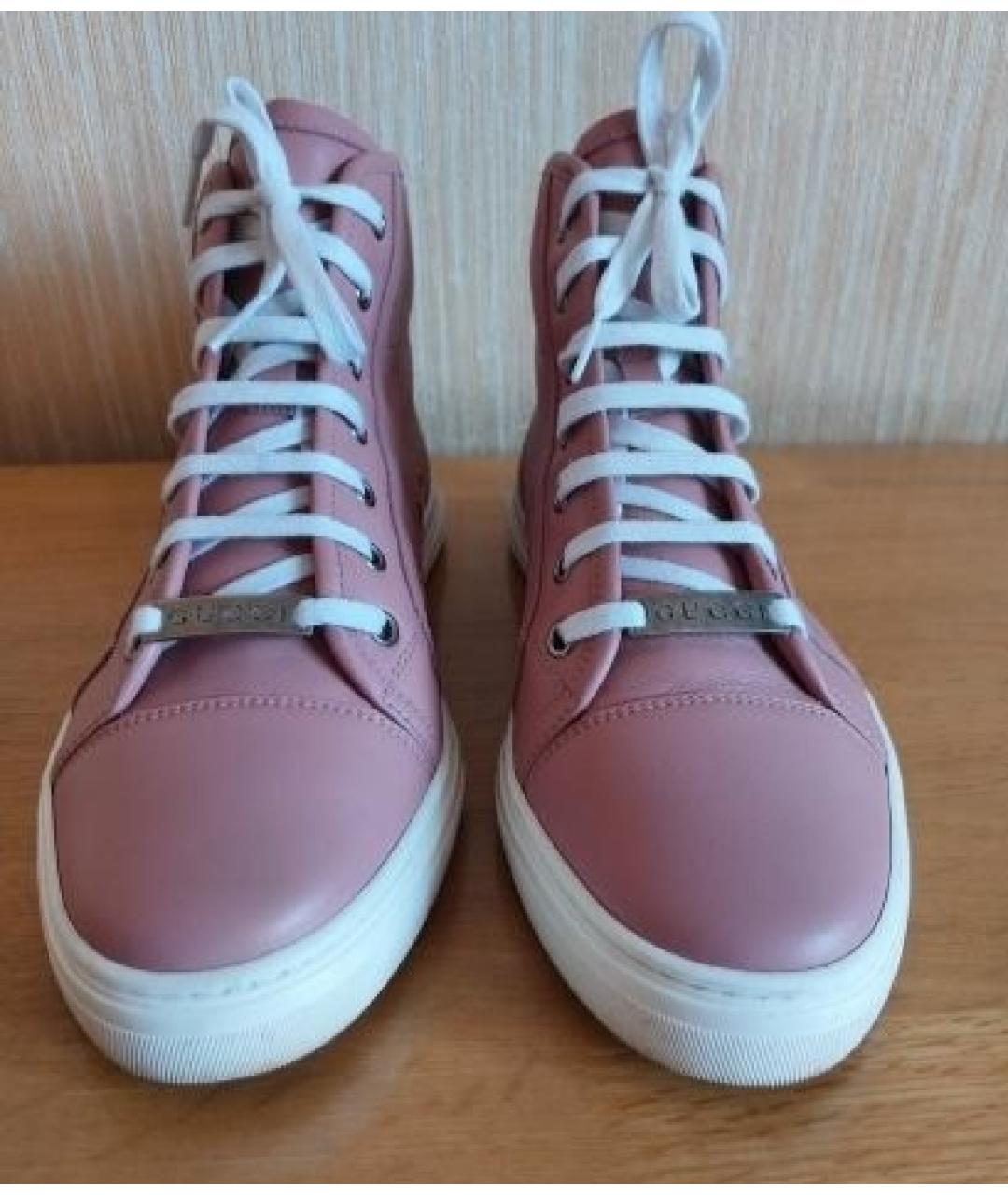GUCCI Розовые кожаные кроссовки, фото 6