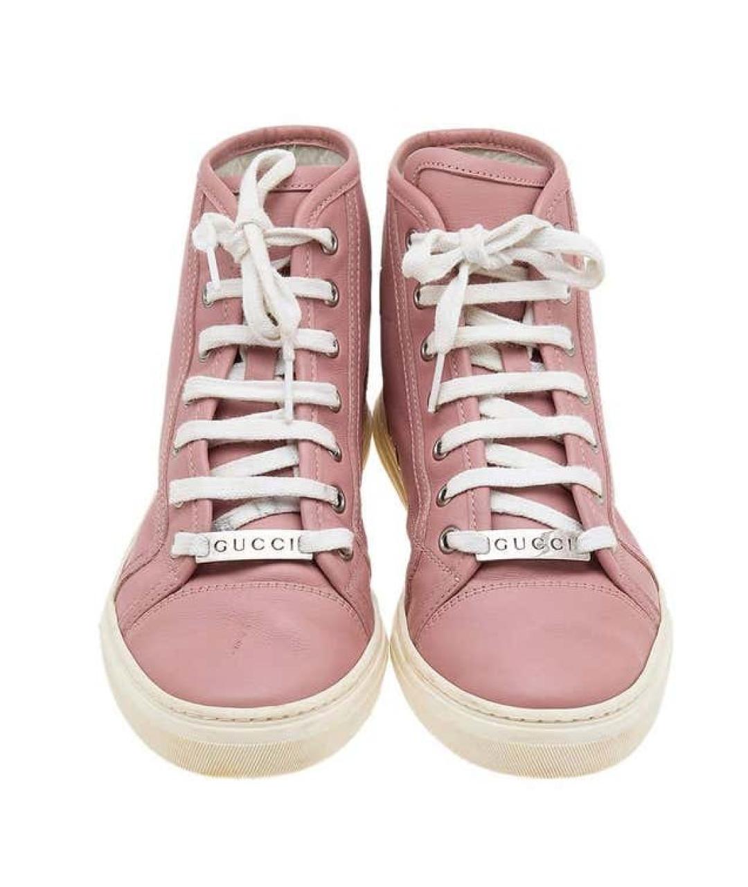 GUCCI Розовые кожаные кроссовки, фото 2