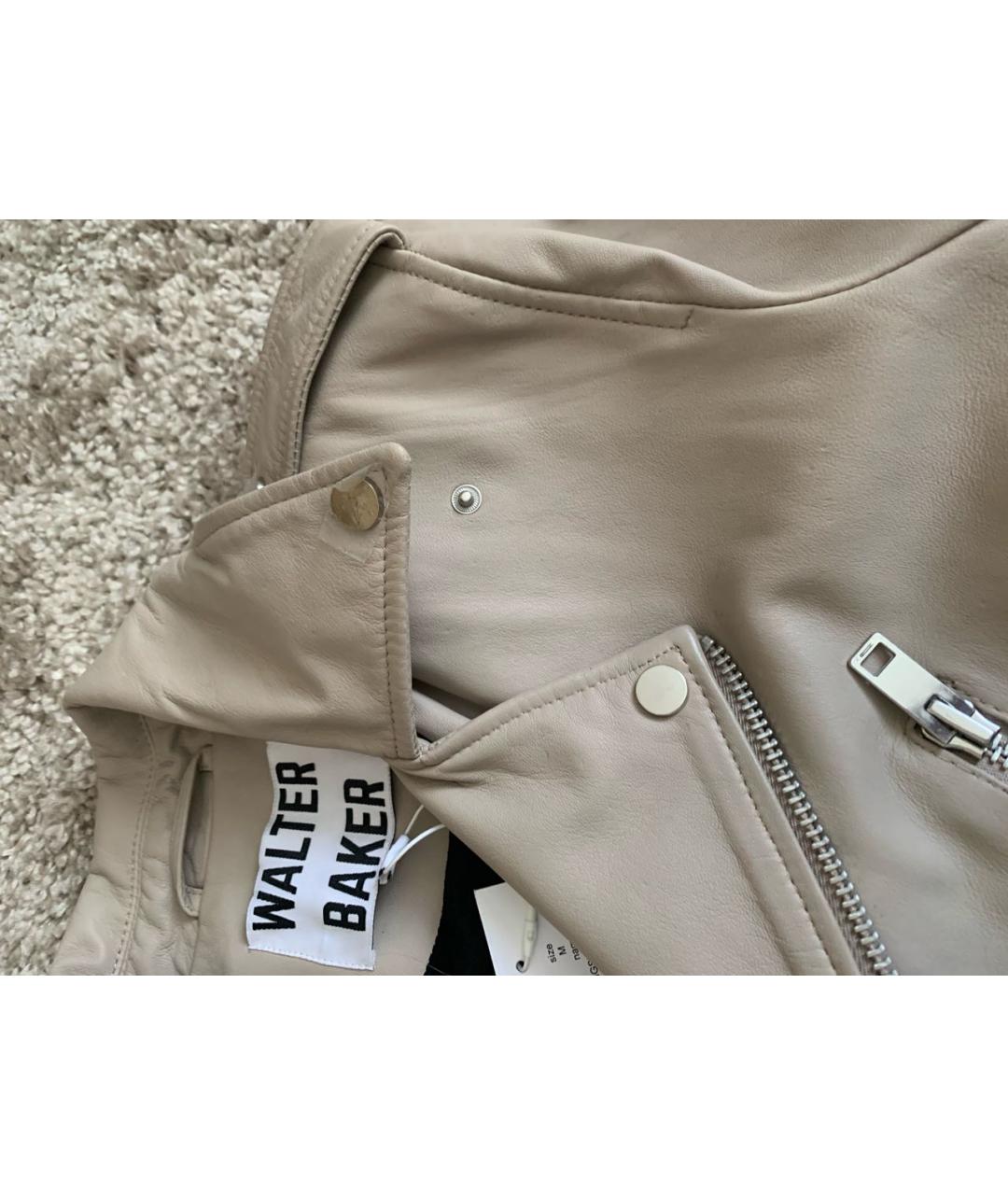 WALTER BAKER Бежевая кожаная куртка, фото 3