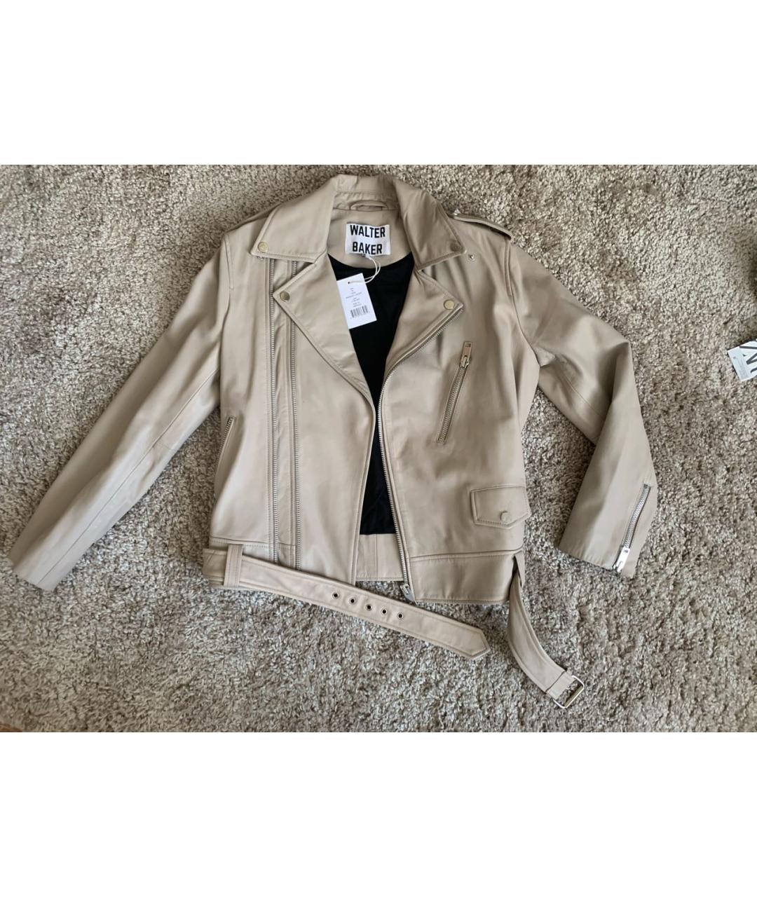 WALTER BAKER Бежевая кожаная куртка, фото 4