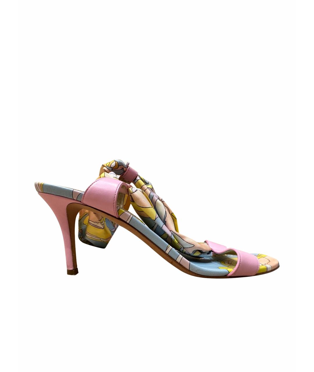 EMILIO PUCCI Розовые кожаные босоножки, фото 1