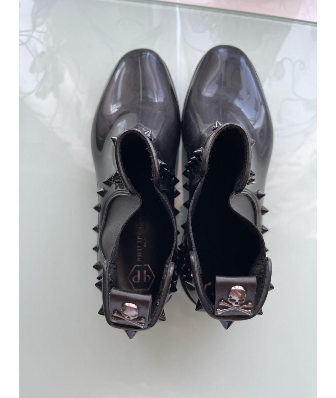 PHILIPP PLEIN Черные резиновые ботинки, фото 3