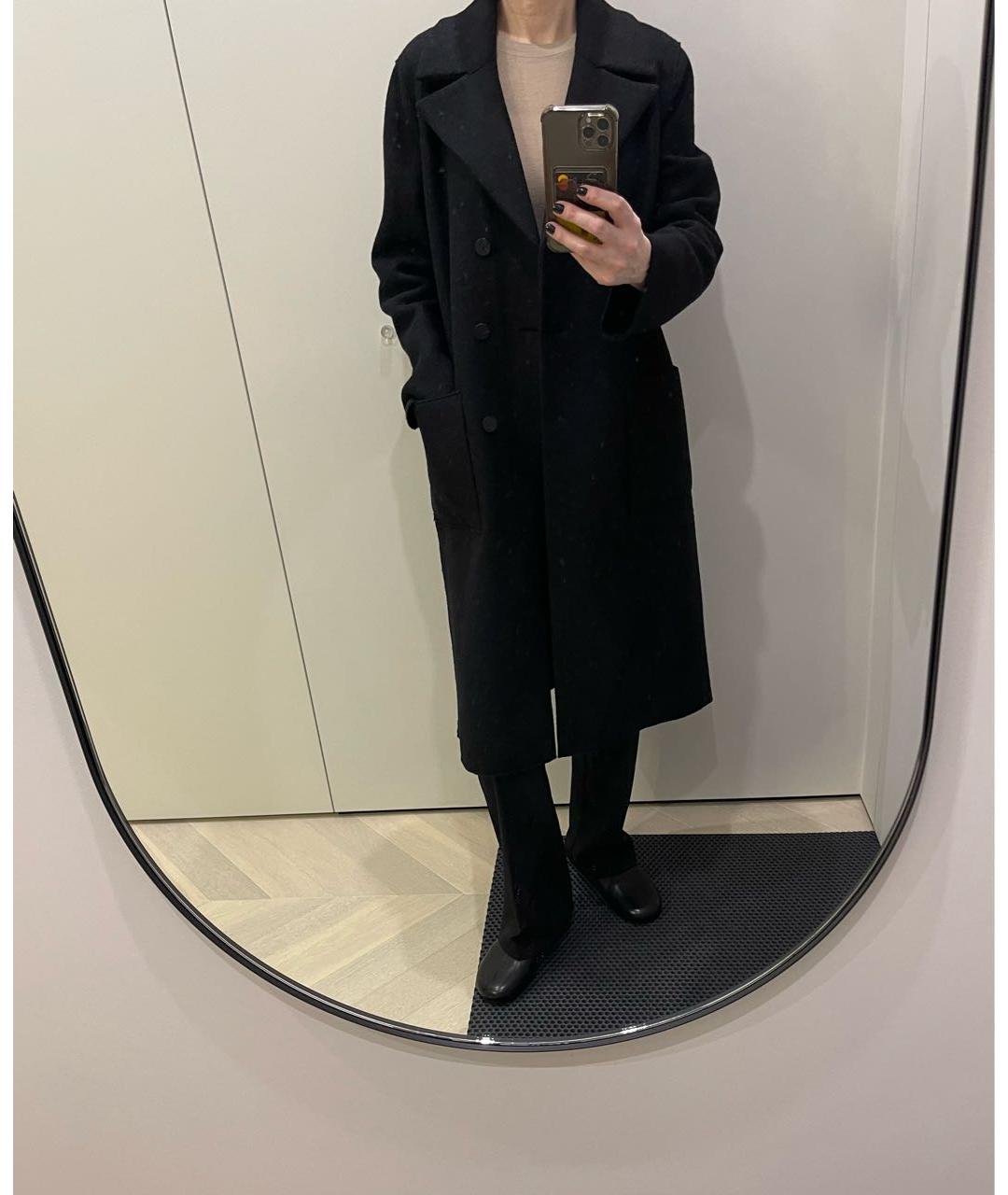 HARRIS WHARF LONDON Черное шерстяное пальто, фото 5