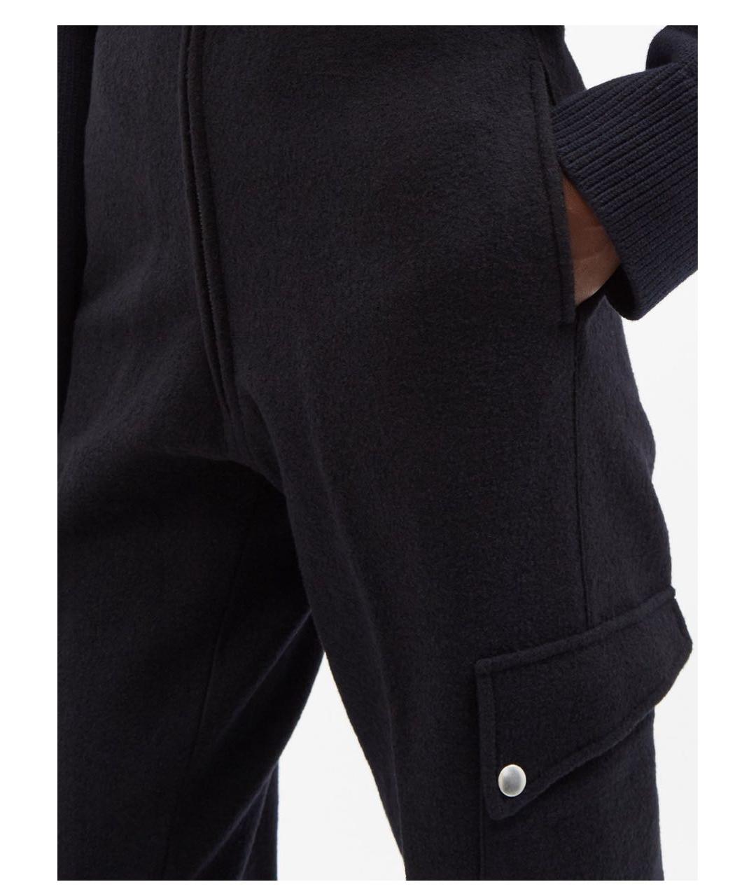 JIL SANDER Черные шерстяные прямые брюки, фото 3