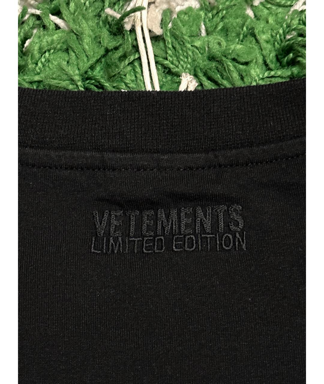 VETEMENTS Черная хлопковая футболка, фото 8