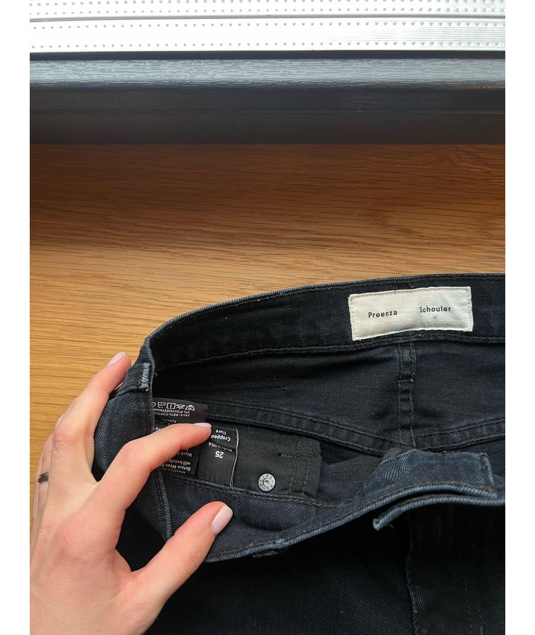 PROENZA SCHOULER Темно-синие хлопко-эластановые джинсы клеш, фото 6