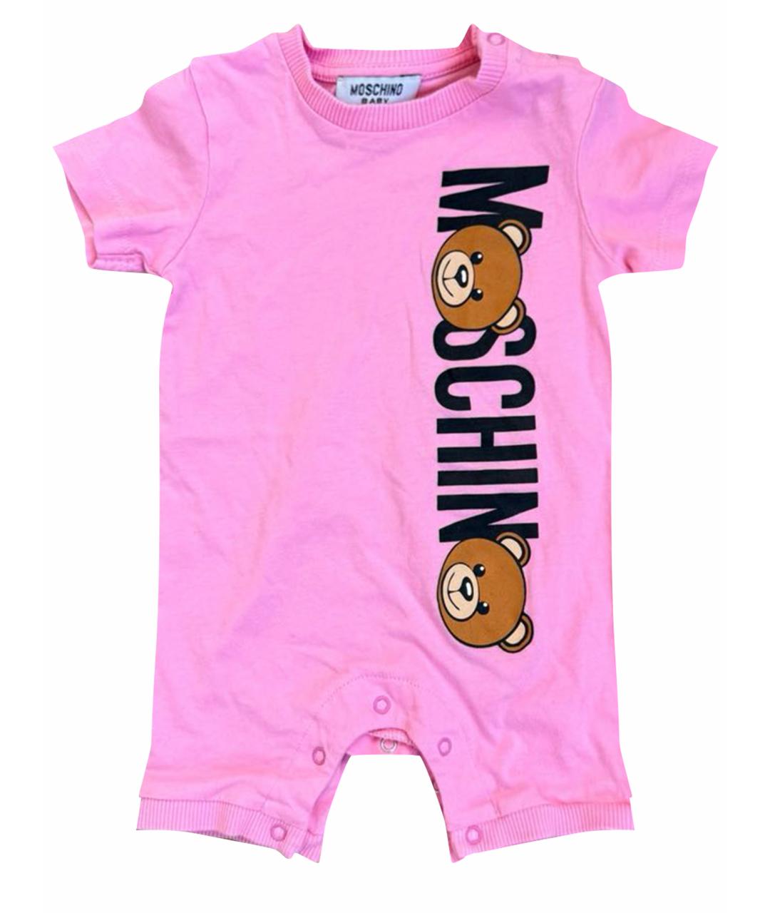 MOSCHINO KIDS Розовый хлопковый боди/ползунок, фото 1