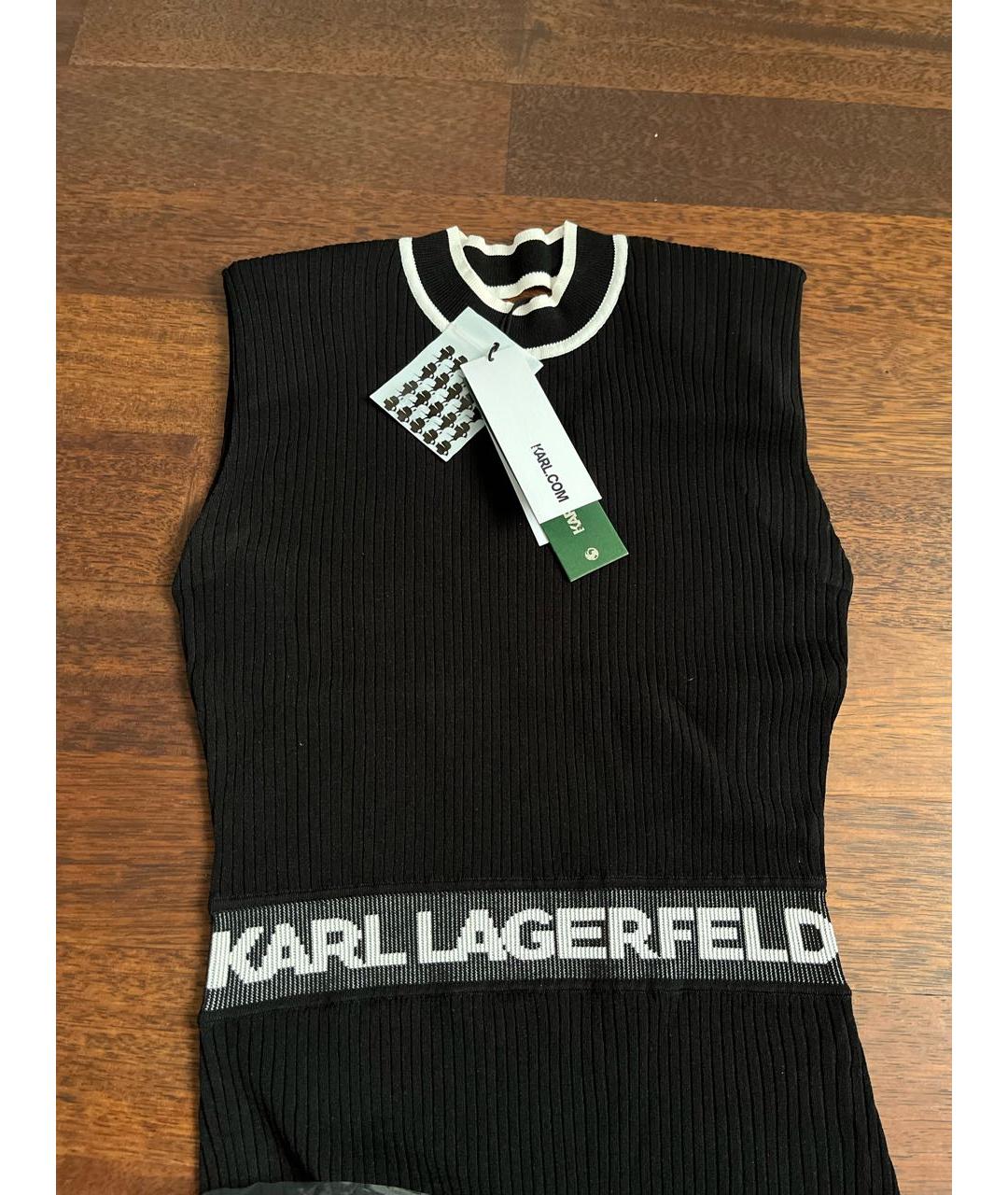 KARL LAGERFELD Черное вискозное повседневное платье, фото 2
