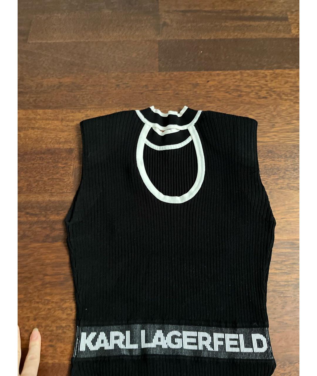 KARL LAGERFELD Черное вискозное повседневное платье, фото 3