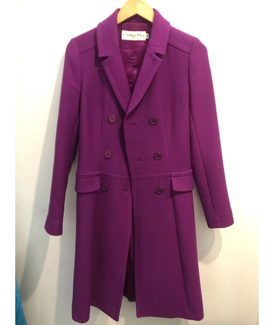 CHRISTIAN DIOR PRE-OWNED Фиолетовое шерстяное пальто, фото 5