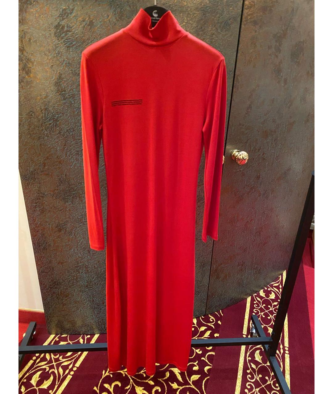 THE PANGAIA Красное хлопковое повседневное платье, фото 5