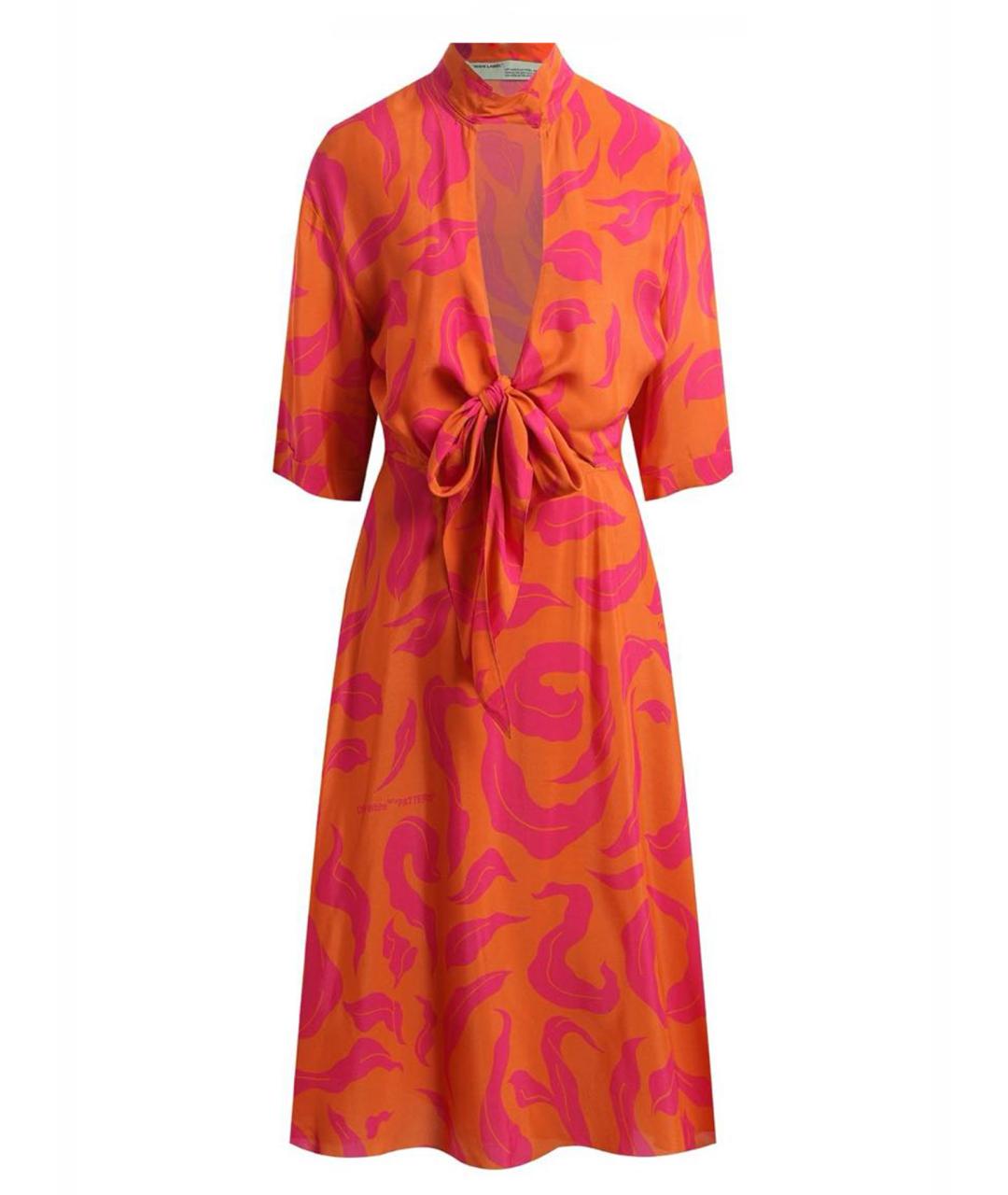 OFF-WHITE Оранжевое шелковое повседневное платье, фото 1