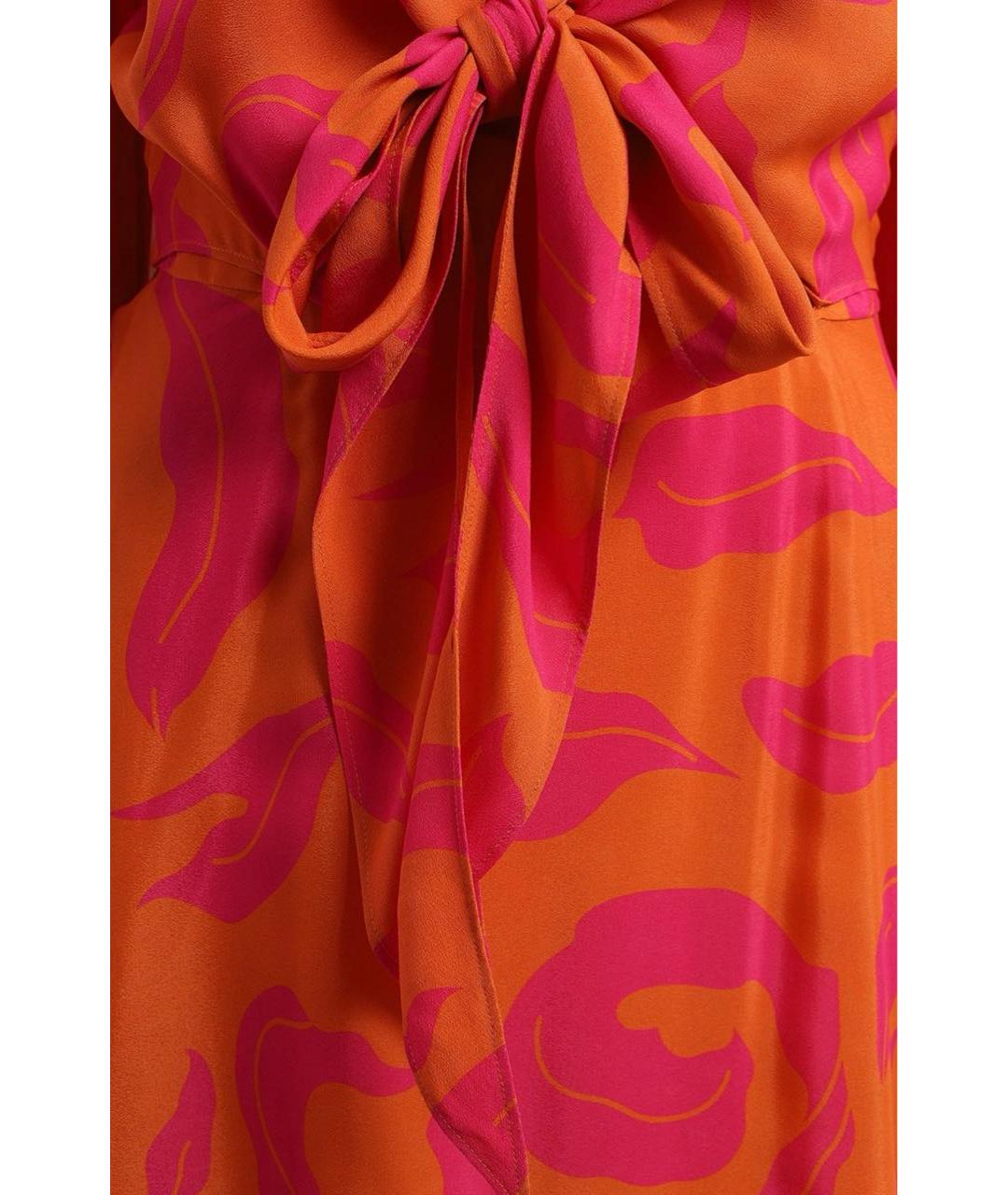 OFF-WHITE Оранжевое шелковое повседневное платье, фото 5