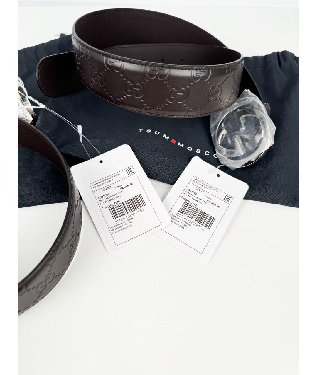 GUCCI Коричневый кожаный ремень, фото 7