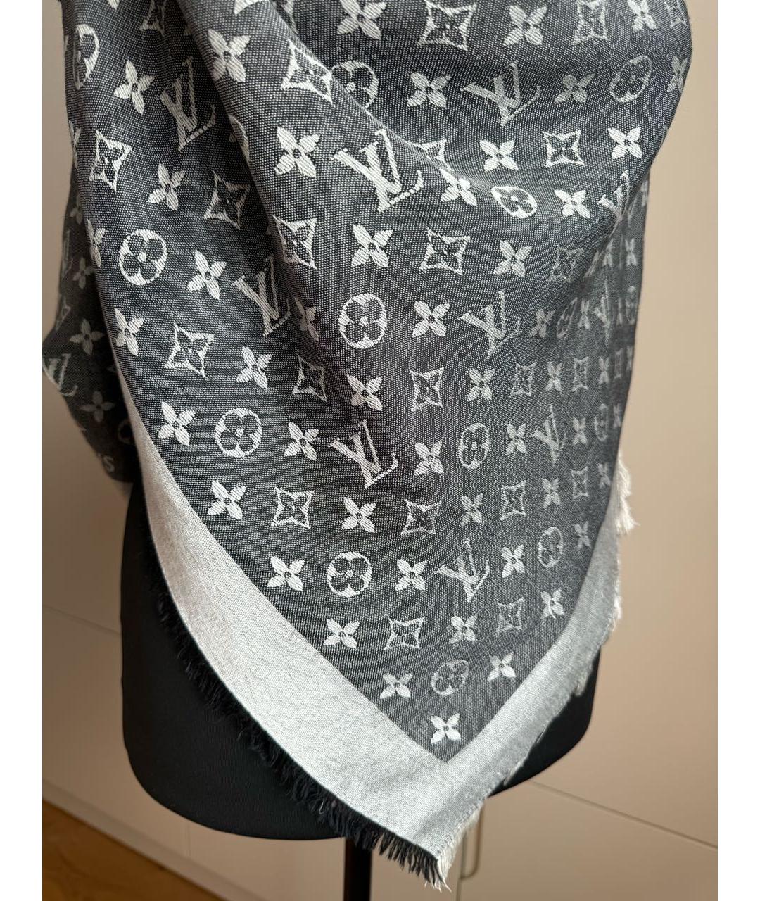 LOUIS VUITTON PRE-OWNED Серый шелковый платок, фото 4