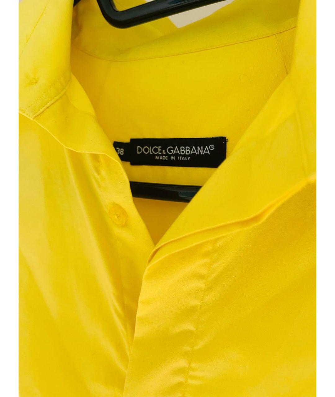 DOLCE&GABBANA Желтая хлопковая рубашка, фото 4