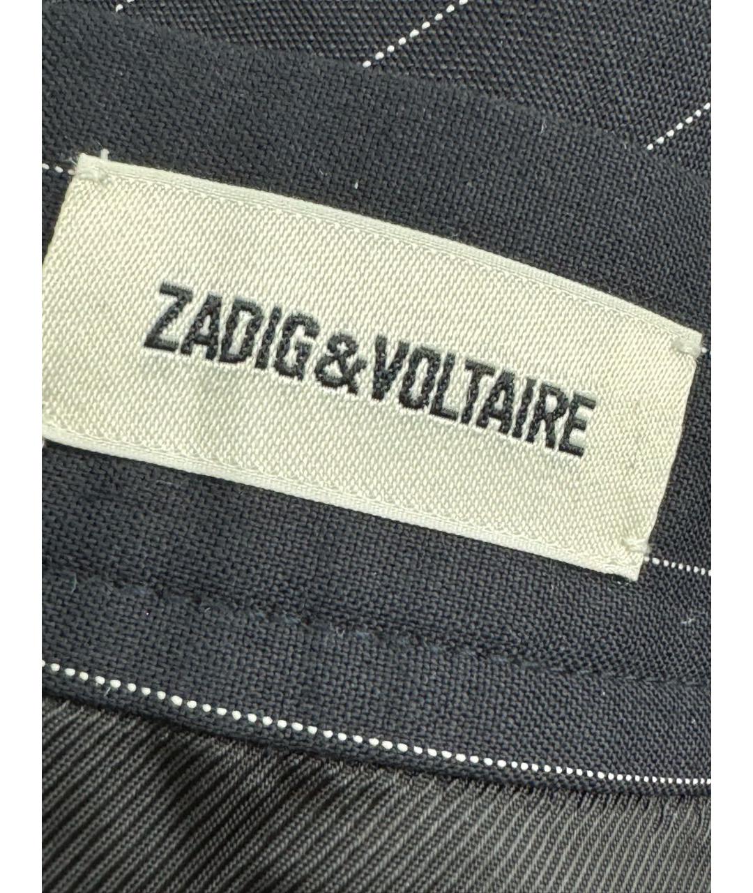 ZADIG & VOLTAIRE Темно-синяя шерстяная юбка мини, фото 4