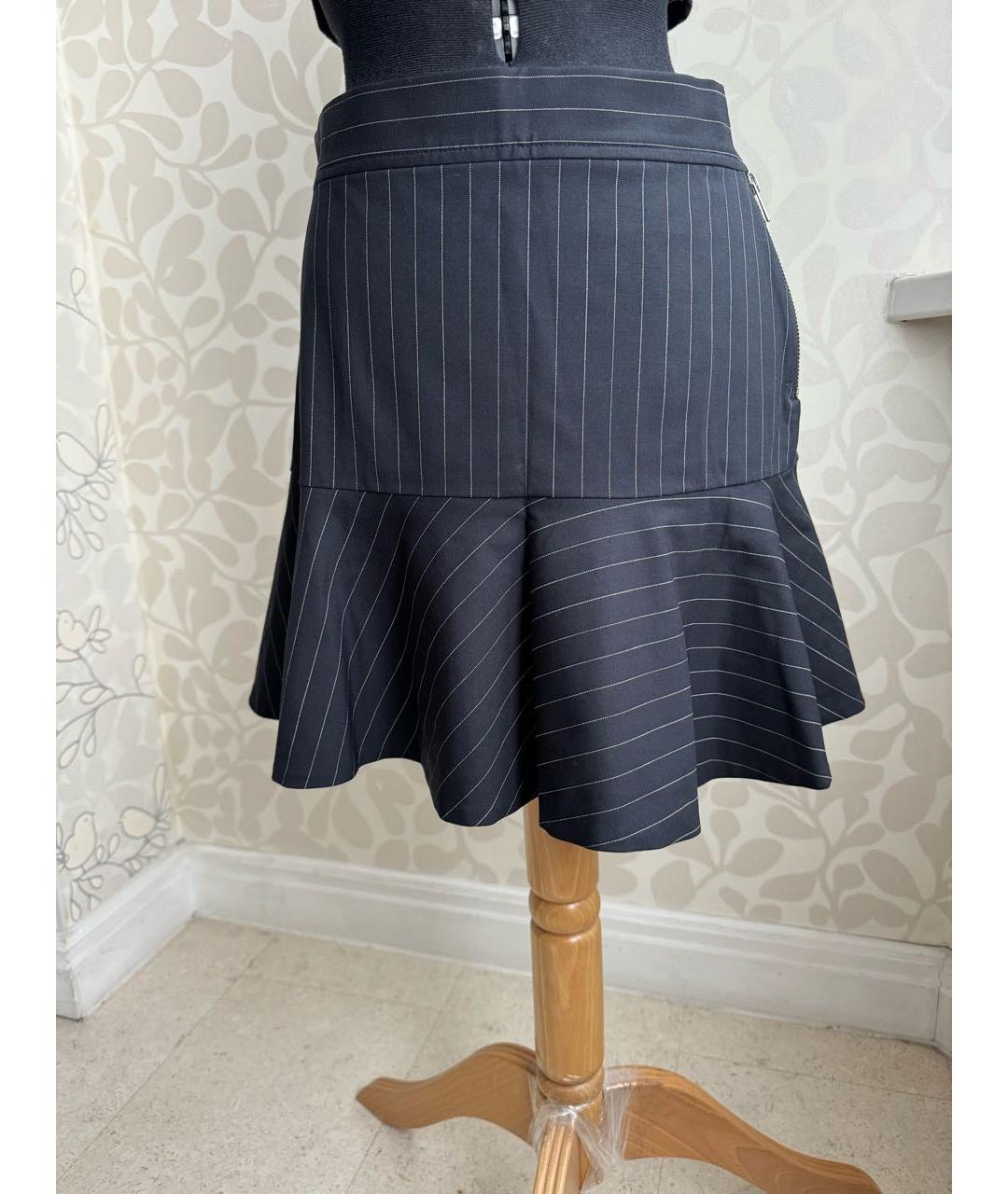 ZADIG & VOLTAIRE Темно-синяя шерстяная юбка мини, фото 6