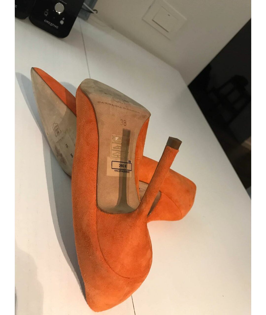 CAROLINA HERRERA Оранжевое замшевые туфли, фото 3