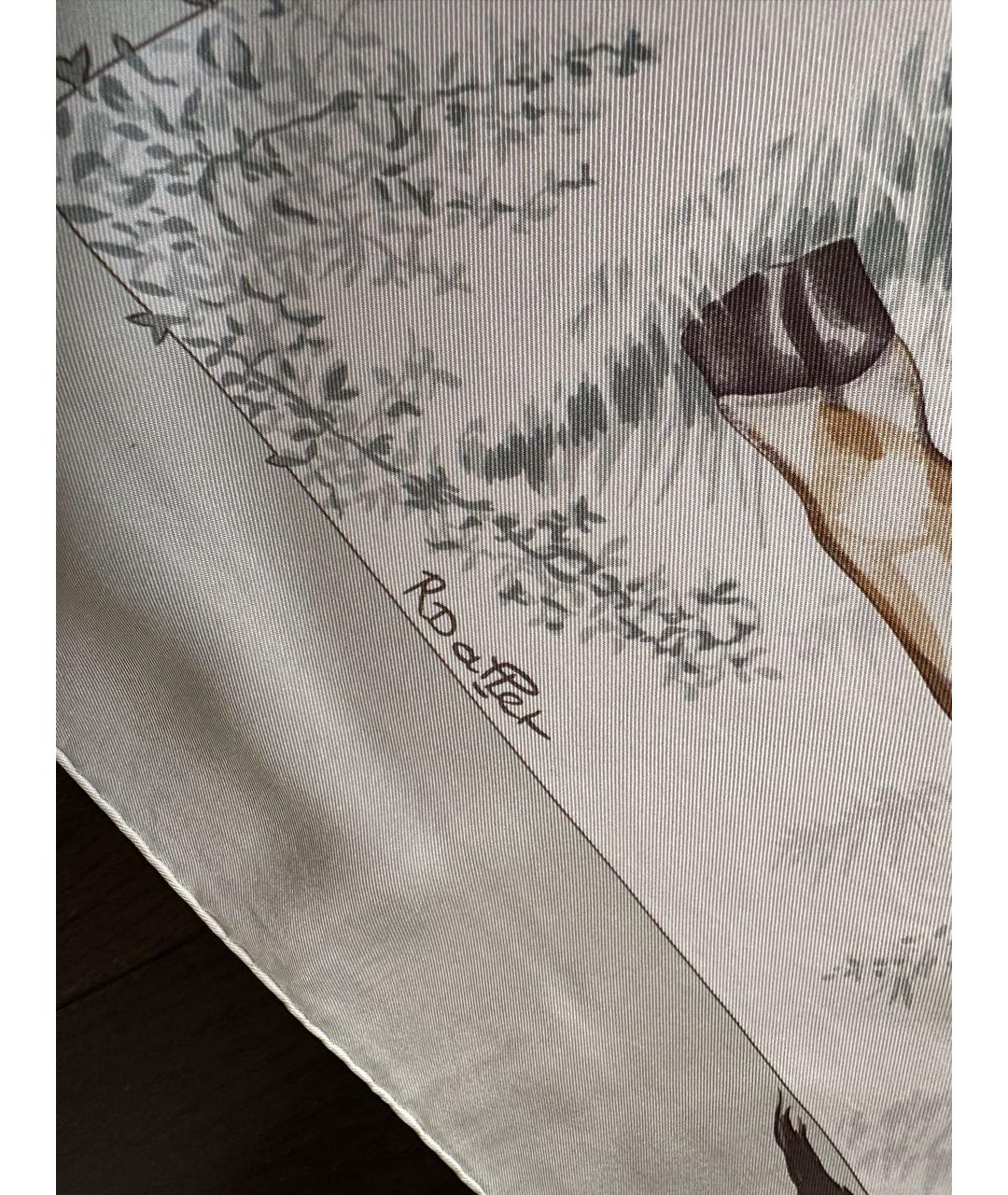 HERMES PRE-OWNED Коричневый шелковый платок, фото 6