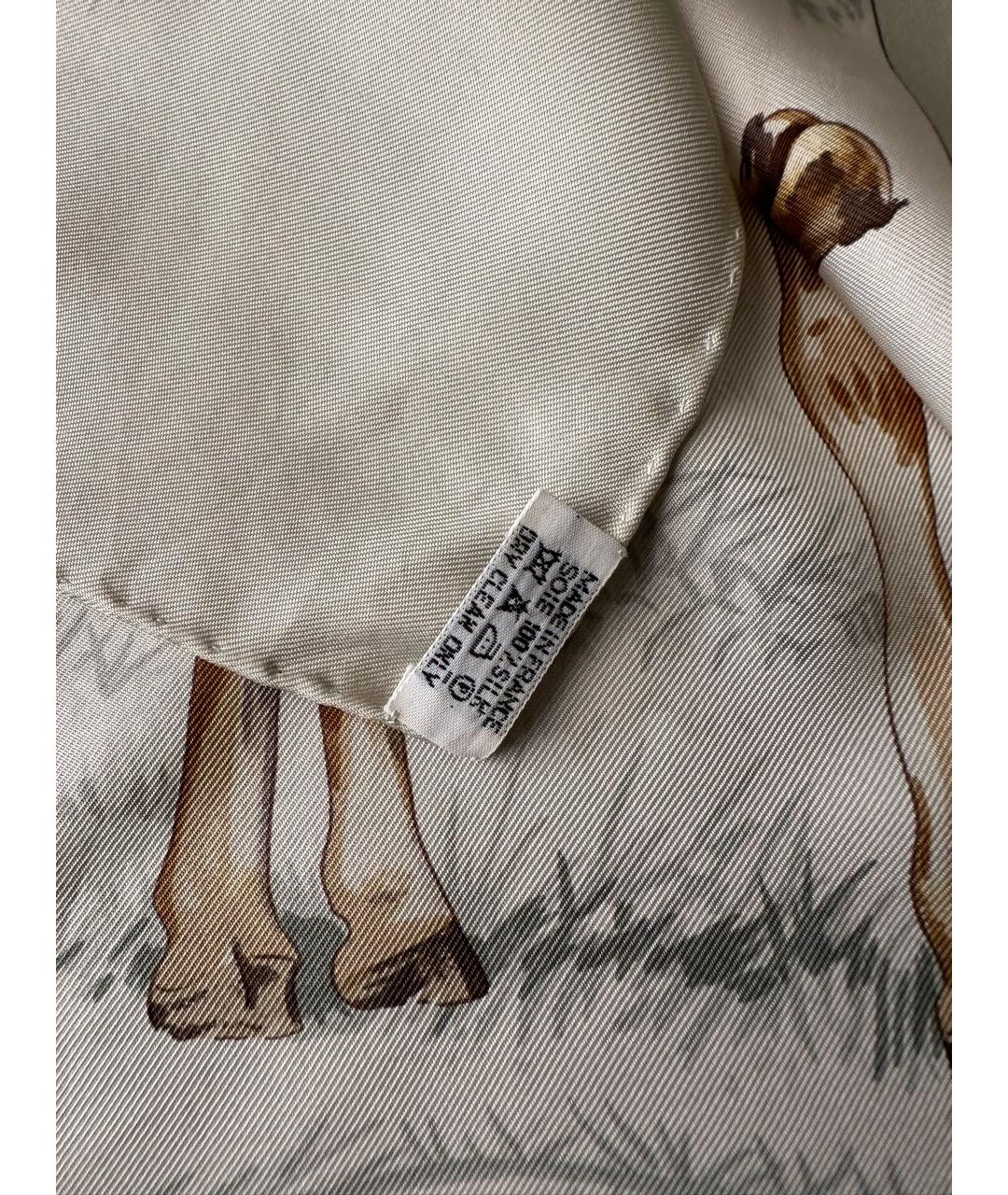 HERMES PRE-OWNED Коричневый шелковый платок, фото 3