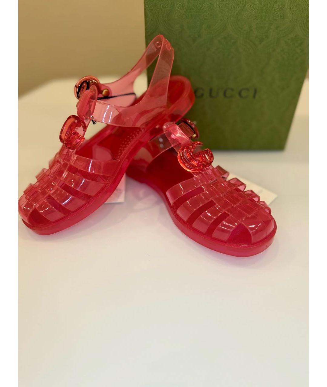 GUCCI Розовые резиновые сандалии, фото 5