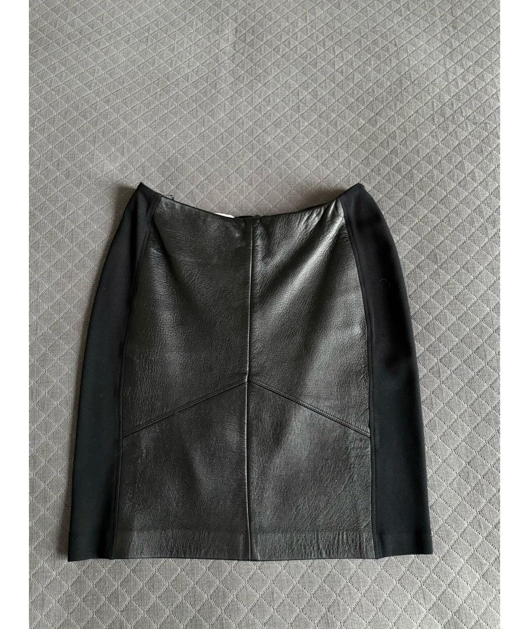 PINKO Черная кожаная юбка мини, фото 5