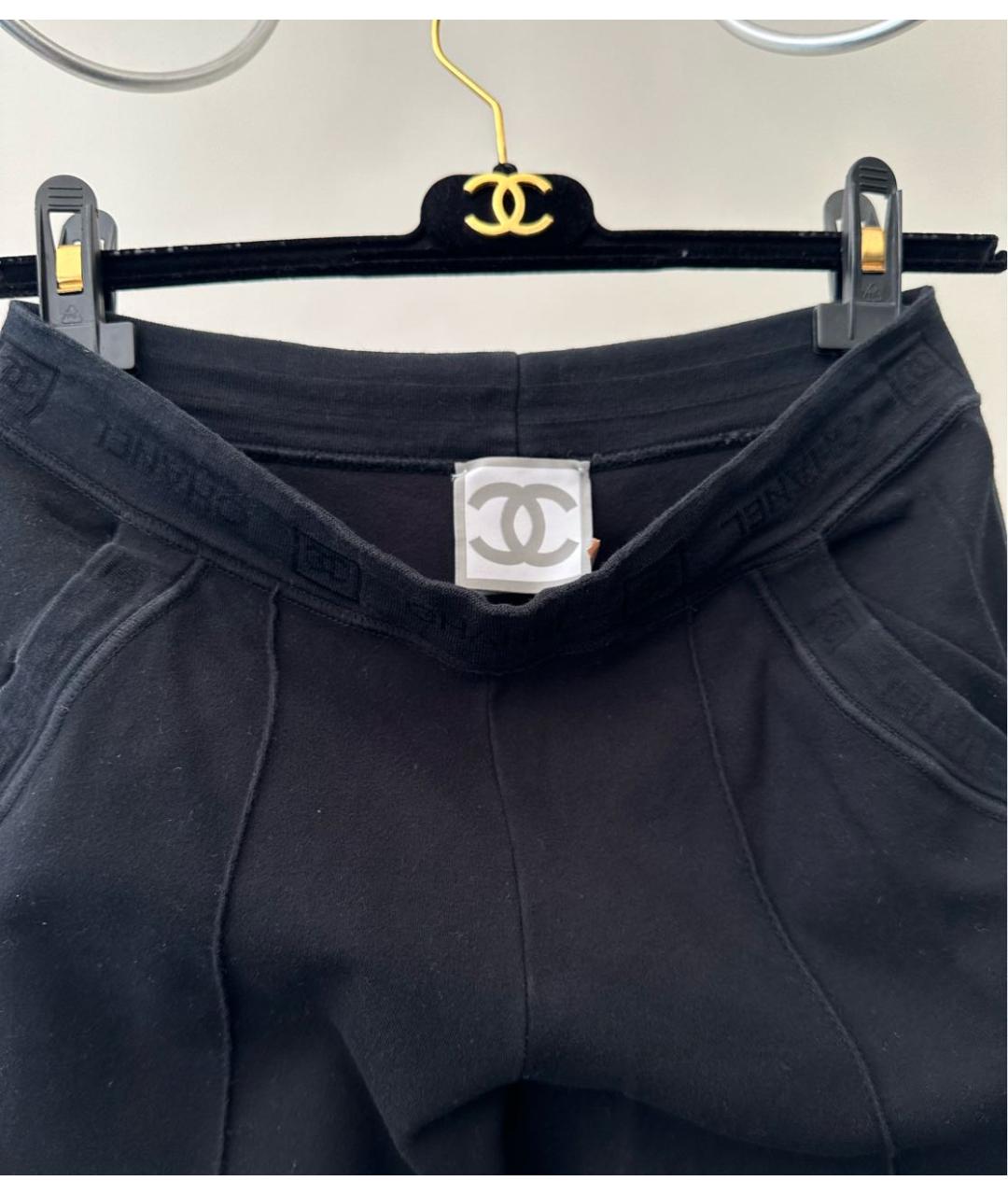CHANEL PRE-OWNED Черные хлопко-эластановые спортивные брюки и шорты, фото 3