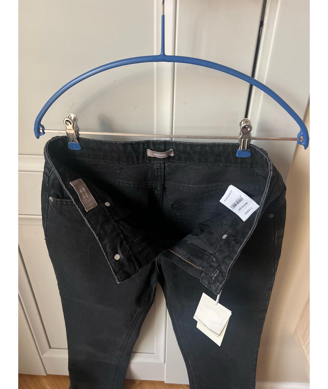 12 STOREEZ Черные хлопковые джинсы слим, фото 3